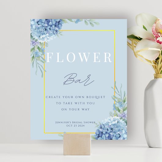 Blue Hydrangea Flower Bar Vrijgezellenfeest Poster