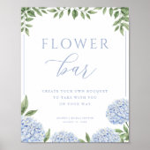 Blue Hydrangea Flower Bar Vrijgezellenfeest Poster (Voorkant)