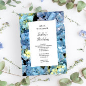 Blue Hydrangea Flower Birthday Party Kaart