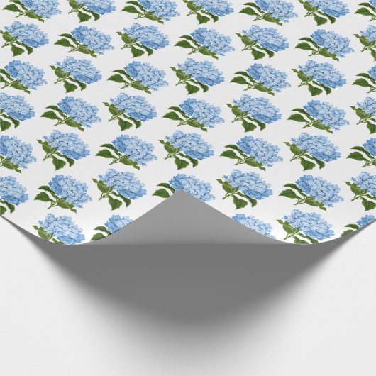Blue Hydrangea Flower Blossom Cadeaupapier (Hoek)
