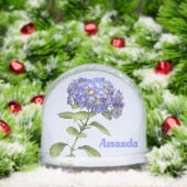 Blue Hydrangea Flower Botanical Art Personalized Sneeuwbol (Kerstmis)