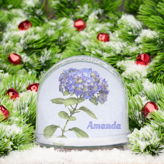 Blue Hydrangea Flower Botanical Art Personalized Sneeuwbol (Kerstmis)