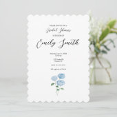 Blue Hydrangea Flower Bridal Shower Invitation Kaart (Staand voorkant)