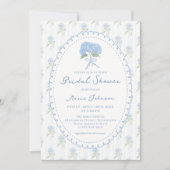 Blue Hydrangea Flower Bridal Shower Invitation Kaart (Voorkant)