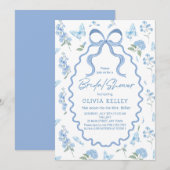 Blue Hydrangea Flower Bridal Shower Invitation Kaart (Voorkant / Achterkant)