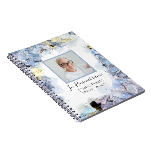 Blue Hydrangea Flower Celebration of Life Notitieboek (Rechterzijde)