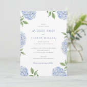 Blue Hydrangea Flower Classic Wedding Kaart (Staand voorkant)