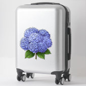 Blue Hydrangea Flower Cluster With Green Leaves Sticker (Koffer)