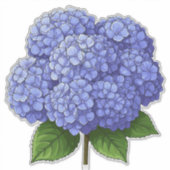 Blue Hydrangea Flower Cluster With Green Leaves Sticker (Voorkant)