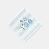 Blue Hydrangea Flower Custom Wedding Blue Stripe Servet (Hoek)