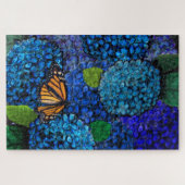 Blue Hydrangea Flower Floral Jigzaag Puzzle Legpuzzel (Horizontaal)