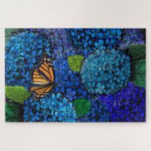 Blue Hydrangea Flower Floral Jigzaag Puzzle