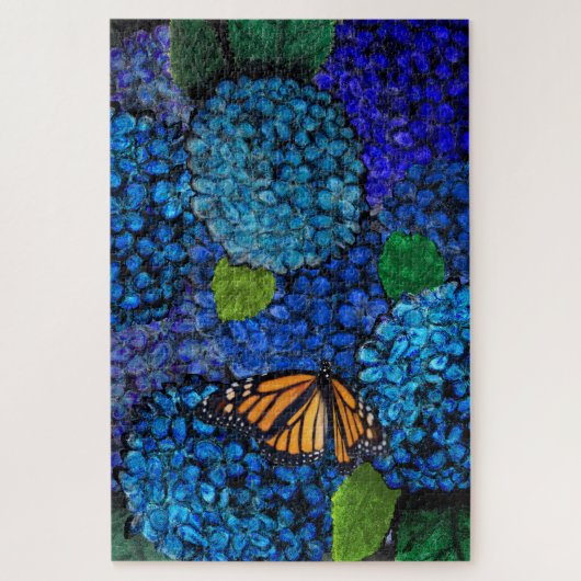 Blue Hydrangea Flower Floral Jigzaag Puzzle Legpuzzel (Verticaal)