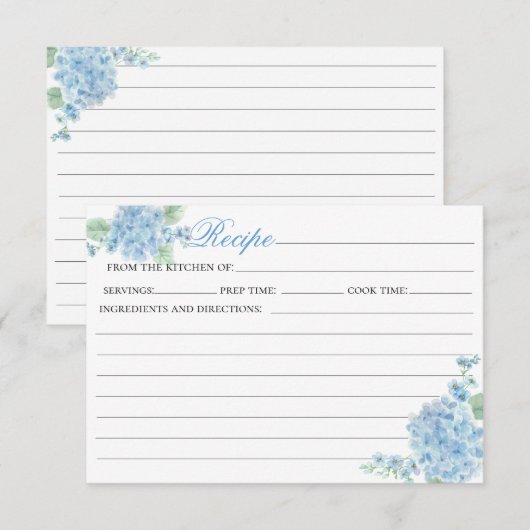 Blue Hydrangea Flower Garden Recept Kaart (Voorkant / Achterkant)