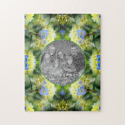 Blue Hydrangea Flower Lijst Creëer Uw eigen foto Legpuzzel (Verticaal)