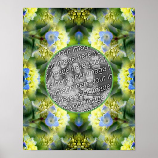 Blue Hydrangea Flower Lijst Creëer Uw eigen foto Poster (Voorkant)