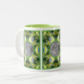 Blue Hydrangea Flower Lijst Creëer Uw eigen foto Tweekleurige Koffiemok (Voorkant links)