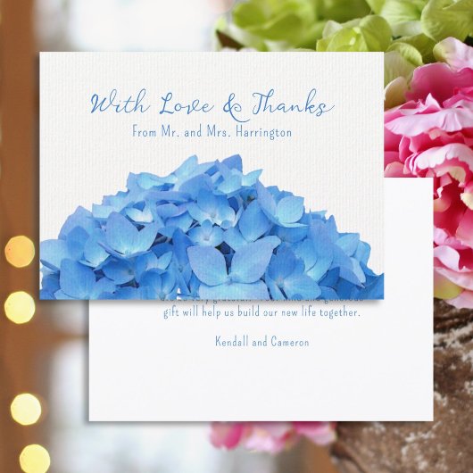 Blue Hydrangea Flower Love n Bedankt Bericht Kaart