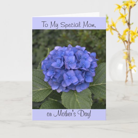 Blue Hydrangea Flower Moederdag Kaart (Gele Bloem)