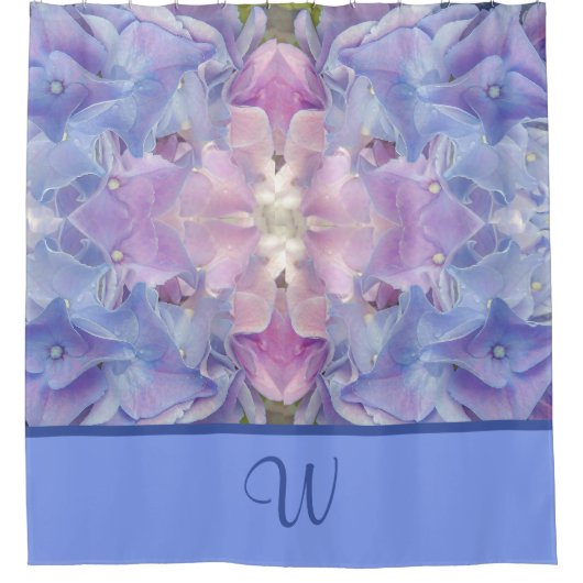 Blue Hydrangea Flower Monogrammable Shower Curtain Douchegordijn (Voorkant)