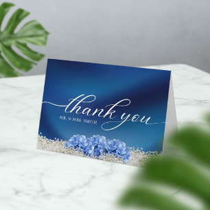 Blue Hydrangea Flower Navy Blue Weddenschap Bedankkaart