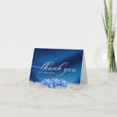 Blue Hydrangea Flower Navy Blue Weddenschap Bedankkaart (Voorkant)