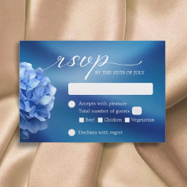 Blue Hydrangea Flower Navy Blue Wedding RSVP Kaartje