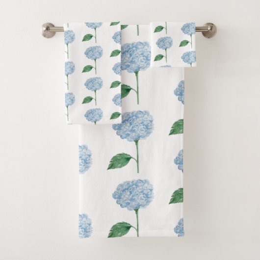 Blue Hydrangea Flower Painting Pattern Bad Handdoek (Insitu)