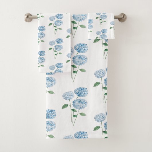 Blue Hydrangea Flower Painting Pattern Bad Handdoek (Insitu)
