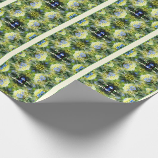 Blue Hydrangea Flower Personalized Cadeaupapier (Hoek)