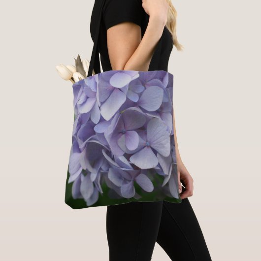 Blue Hydrangea Flower Petals Tote Bag (Dichtbij)