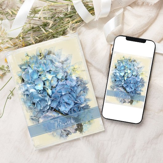 Blue Hydrangea Flower Post Wedding Brunch Kaart