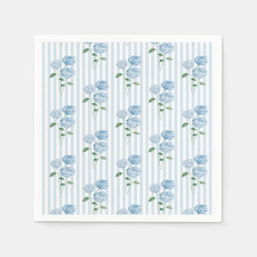Blue Hydrangea Flower Shower Blue Stripe Servet (Voorkant)