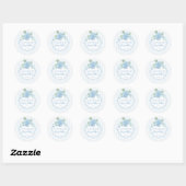  Blue Hydrangea Flower Stripe Vrijgezellenfeest Ronde Sticker (Vel)
