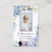 Blue Hydrangea Flower Waterverf begrafenisgebed Visitekaartje (Voorkant)