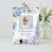 Blue Hydrangea Flower Waterverf Begrafenissympathi Bedankkaart (Staand voorkant)