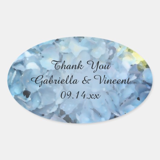 Blue Hydrangea Flower Weddenschap Ovale Sticker (Voorkant)