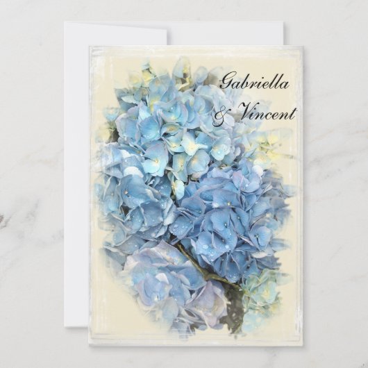 Blue Hydrangea Flower Wedding Kaart (Voorkant)