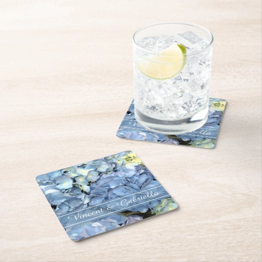 Blue Hydrangea Flower Wedding Kartonnen Onderzetters (Insitu)