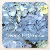 Blue Hydrangea Flower Wedding Kartonnen Onderzetters (Voorkant)