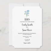 Blue Hydrangea Flower Wedding Monogram Blue Stripe Kaart (Voorkant)