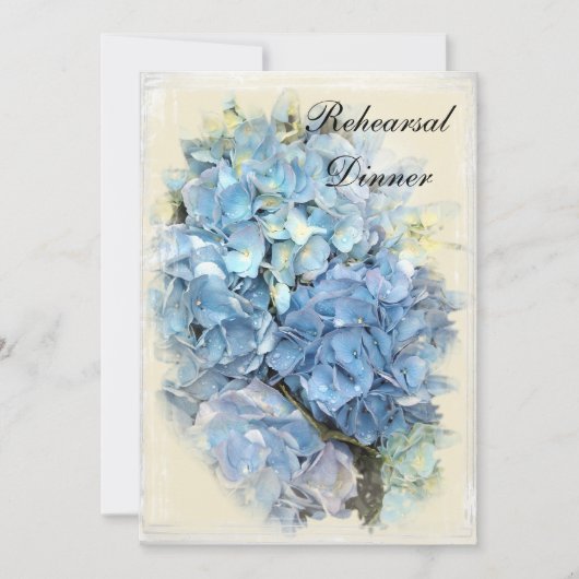 Blue Hydrangea Flower Wedding Rehearsal Dinner Kaart (Voorkant)