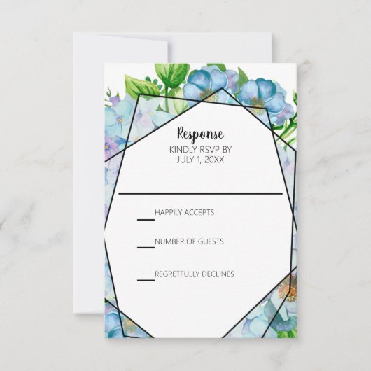 Blue Hydrangea Flower Wedding RSVP Kaartje (Voorkant)