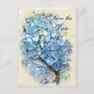 Blue Hydrangea Flower Wedding Save the Date Aankondigingskaart