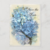 Blue Hydrangea Flower Wedding Save the Date Aankondigingskaart (Voorkant)