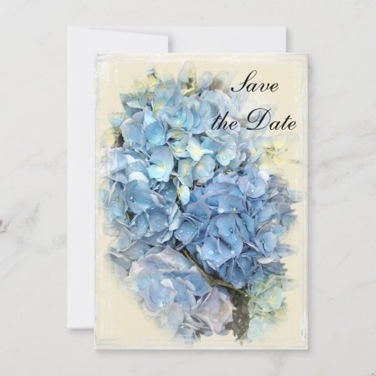 Blue Hydrangea Flower Wedding Save the Date Kaart (Voorkant)