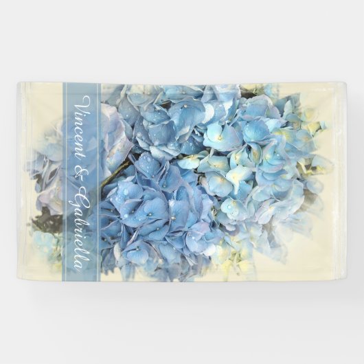 Blue Hydrangea Flower Wedding Spandoek (Horizontaal)