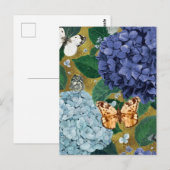 Blue Hydrangea Flowers and Butterfly Briefkaart (Voorkant / Achterkant)