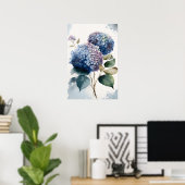 Blue Hydrangea Flowers Art Print Poster (Thuiskantoor)