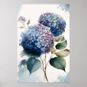 Blue Hydrangea Flowers Art Print Poster (Voorkant)